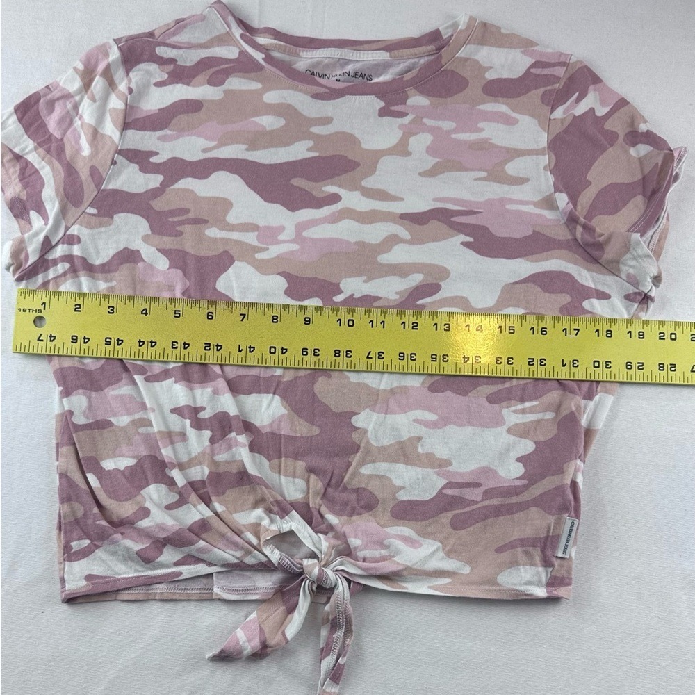 Calvin Klein Jeans Camo‎ Tie Front Crop Top Pink Womens Size M - Picture 7 of 8